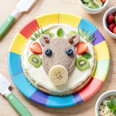 Przykładowy talerz — tapirek z owoców (u góry)