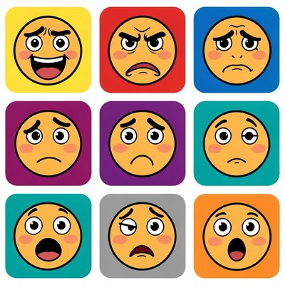 Karty uczuć — zestaw ikon twarzy