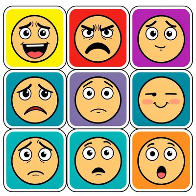 Karty uczuć — zestaw ikon twarzy