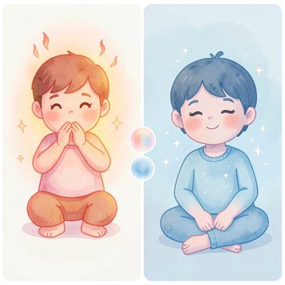 Ilustracja ćwiczenia 'Schładzanie metalu' — oddechowe