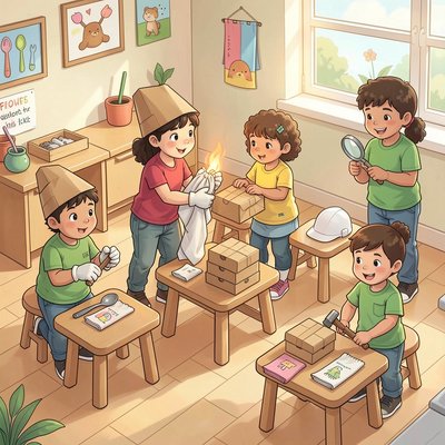 Plakat 'Warsztat hutnika' — scenka do zabawy dramowej