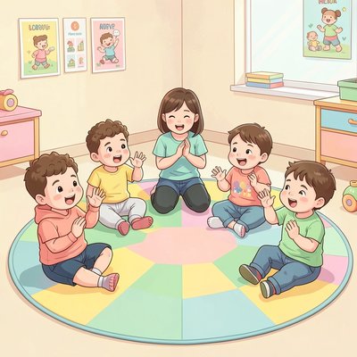 Ilustracja powitania — rymowanka w kole