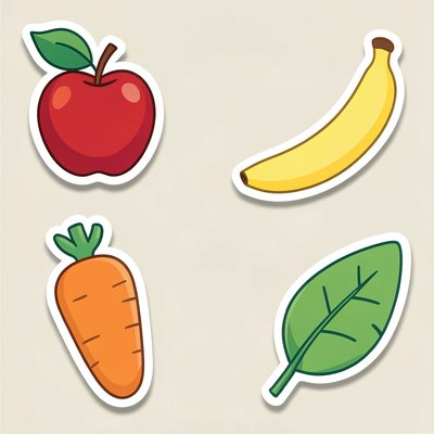 Ilustracje owoców i roślin (zestaw)