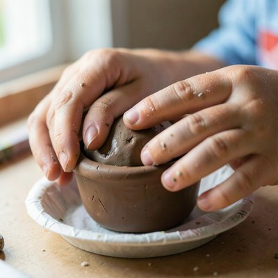 Zbliżenie: dłonie dziecka modelujące masę