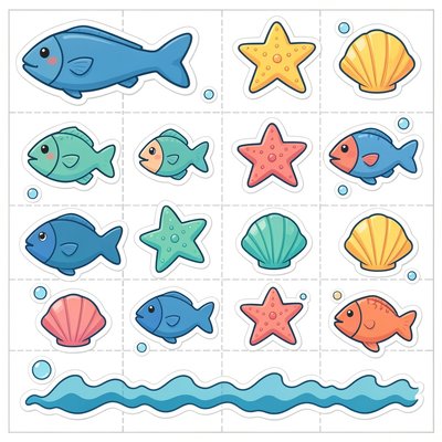 Arkusz naklejek z motywami morskimi