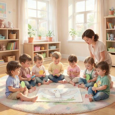 Wyciszenie i ukłon — dzieci siedzą spokojnie