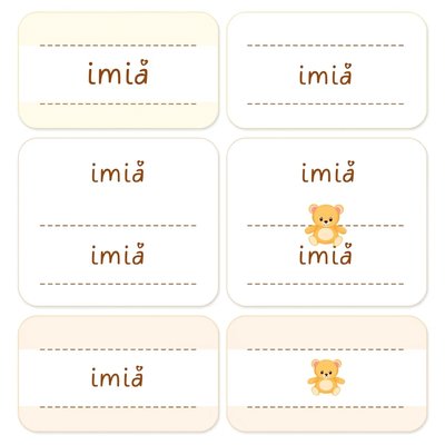 Karteczki z imionami dla pluszaków — szablon A4