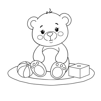 Strona kolorowanki — Miś i dywan