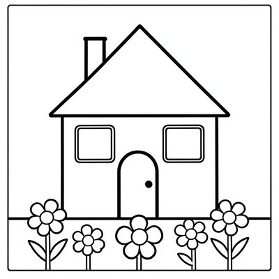 Kolorowanka: prosty domek