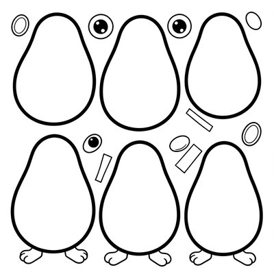 Arkusz do malowania — proste kontury ziemniaków