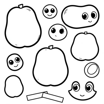 Arkusz do malowania — proste kontury ziemniaków