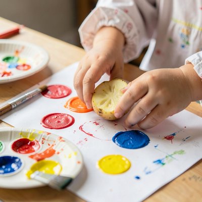 Zdjęcie poglądowe — odbitki ziemniakiem (zbliżenie)