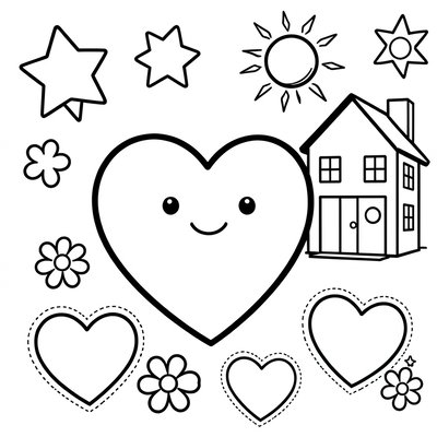 Kolorowanka — Serce i dom