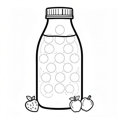 Strona do kolorowania — butelka z polami na stemplowanie