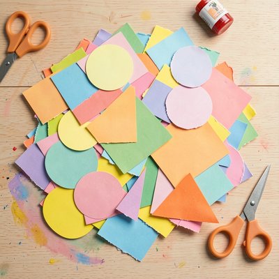 Wycięte kształty z kolorowego papieru