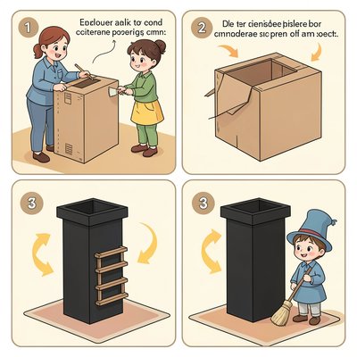 Instrukcja wizualna: Kartonowy komin (4 panele)