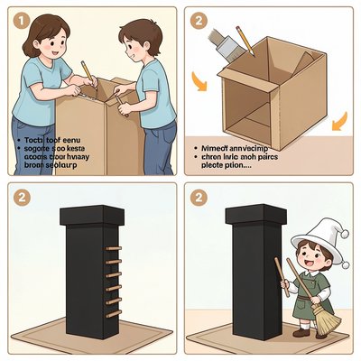Instrukcja wizualna: Kartonowy komin (4 panele)