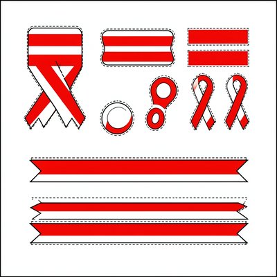 Szablon do druku — wstążki biało-czerwone (arkusz do wycięcia)