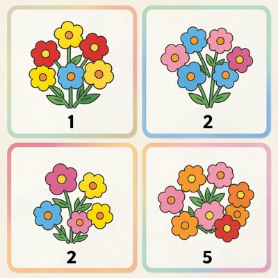 Karty do liczenia 1–5 (ilustracje)