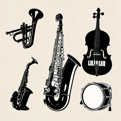 Karty do gry: instrumenty w wersji konturowej