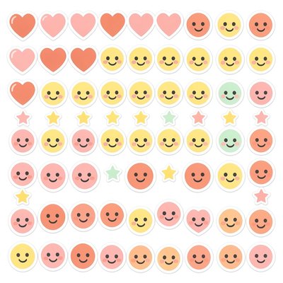 Szablon naklejek: Małe serduszka i uśmiechy