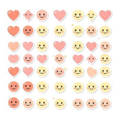 Szablon naklejek: Małe serduszka i uśmiechy