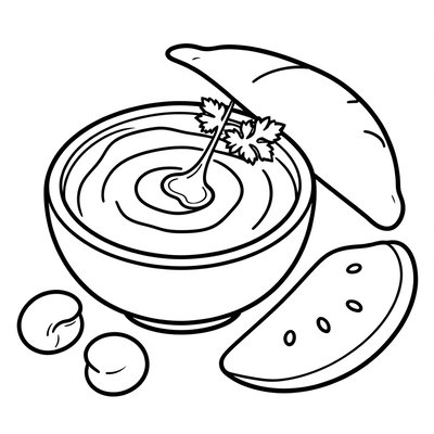 Kolorowanka: cieciorka, hummus i pita