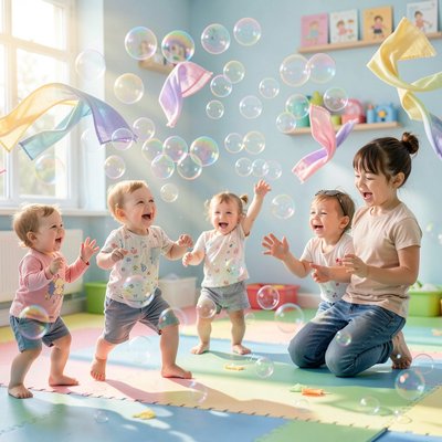 Radosne Bańki — Dzieci bawią się bańkami