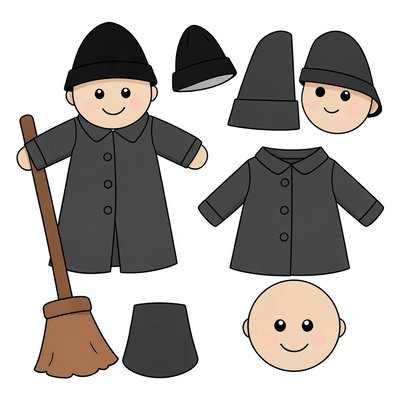 Wzór pacynki / pluszaka Kominiarza (szablon)
