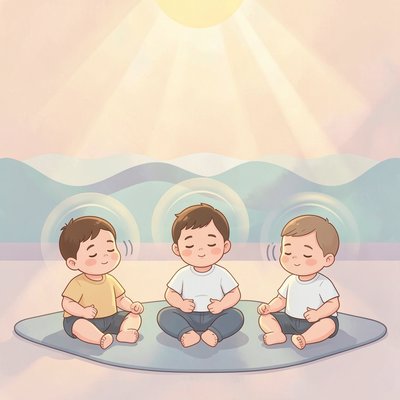 Ilustracja uspokojenia - 'Wdech słońce, wydech fale'