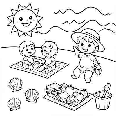 Kolorowanka: Plaża i morze