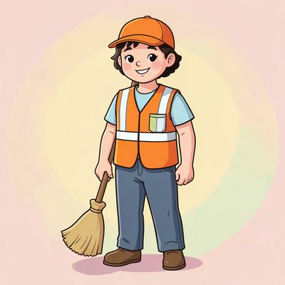 Ilustracja: Pracownik gospodarki komunalnej