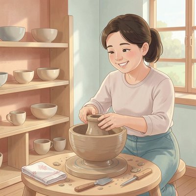 Garncarz przy kole — ilustracja powitalna