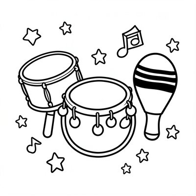 Strona do kolorowania — instrumenty perkusyjne