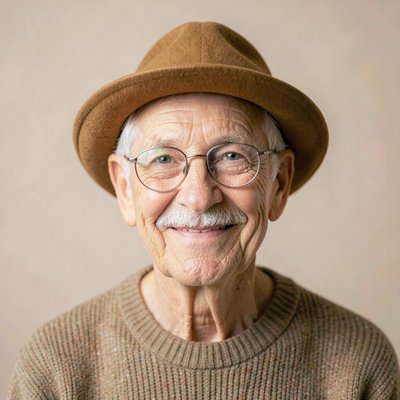 Starszy mężczyzna w kapeluszu — portret