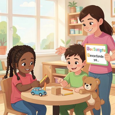 Scena zajęć – dzieci porównują przedmioty