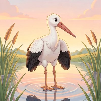 Ilustracja bociana — plakat