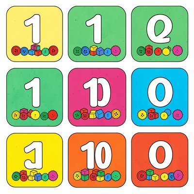 Kartoniki z cyframi 1–10