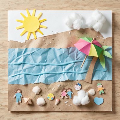 Wzór: kolorowa plaża (gotowy collage)