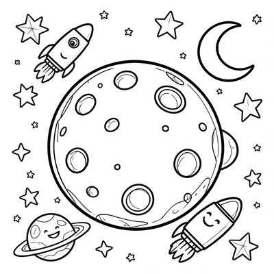 Kolorowanka: Asteroida w kosmosie