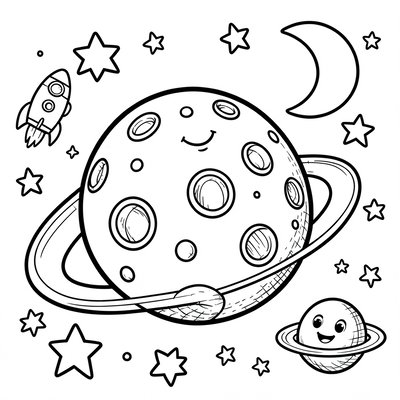 Kolorowanka: Asteroida w kosmosie