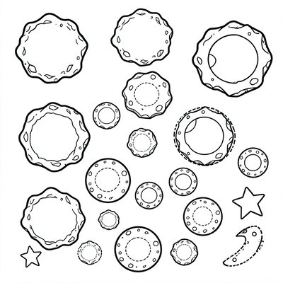 Szablony do wycięcia: Asteroidy i kratery