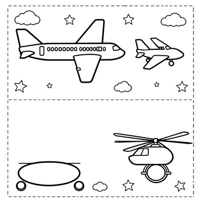 Szablony do wycinania: kontury samolotów i helikoptera