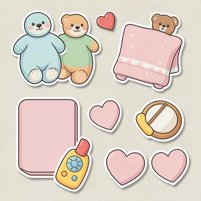 Rekwizyty teatralne — flat-lay do wycięcia