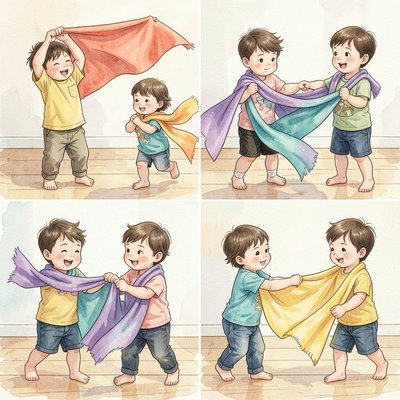 Ilustracje do improwizacji z chustami