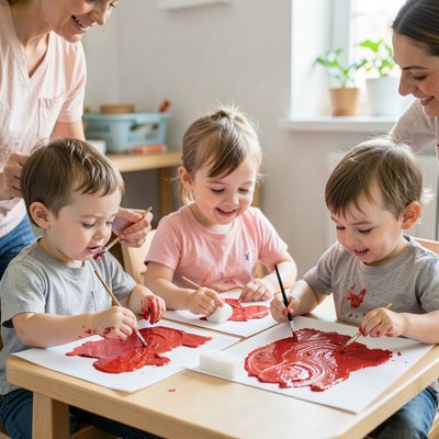 Dzieci malujące krople (praca w trakcie)