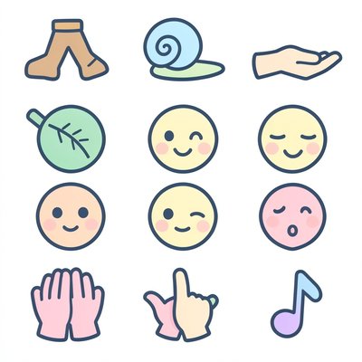 Szablon: Ikony prostych gestów i emocji