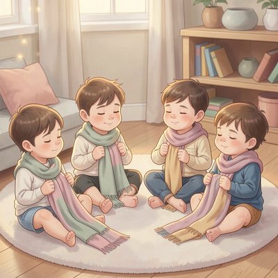 Ilustracja wyciszająca: Kołysanie z chustami