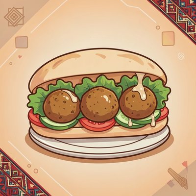 Ilustracja dużego plakatu: Falafel i pita