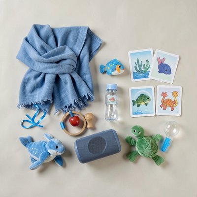 Zestaw materiałów — flat-lay sensory kit